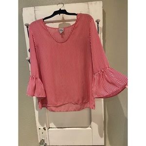 Red and White Striped Blouse